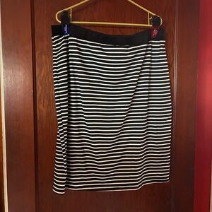 One Sweet Love Black and White Striped Pencil Skirt Womens 2X